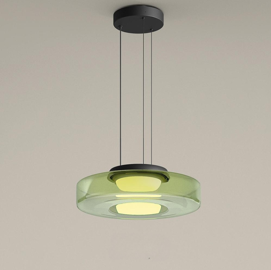 Glas-Pendelleuchte im Bauhaus-Stil – Moderne Hängelampe aus geschichtetem Glas für Küche, Esszimmer & Wohnzimmer, mehrere Größen