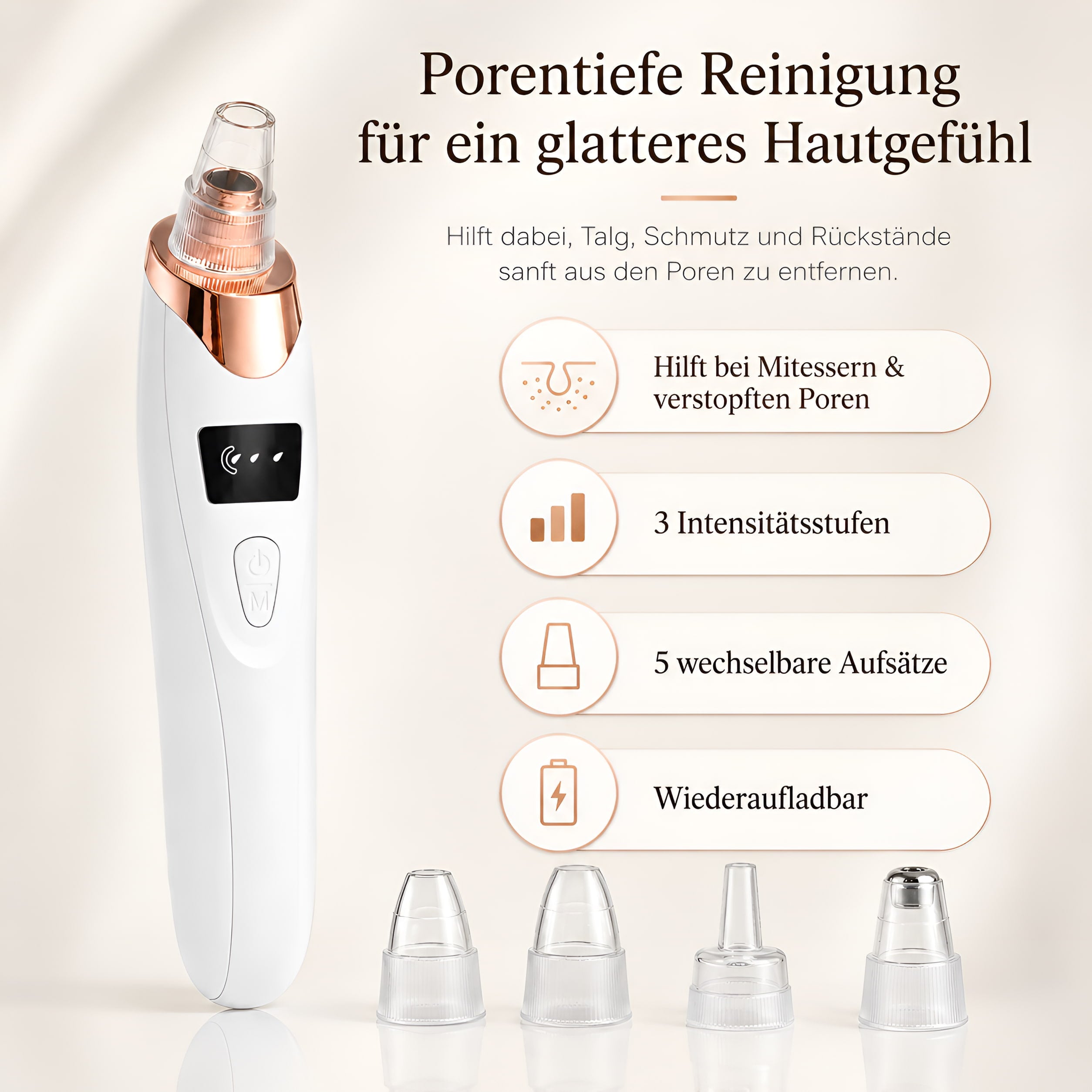 Vakuum Porenreiniger – 5 Aufsätze, 3 Stufen