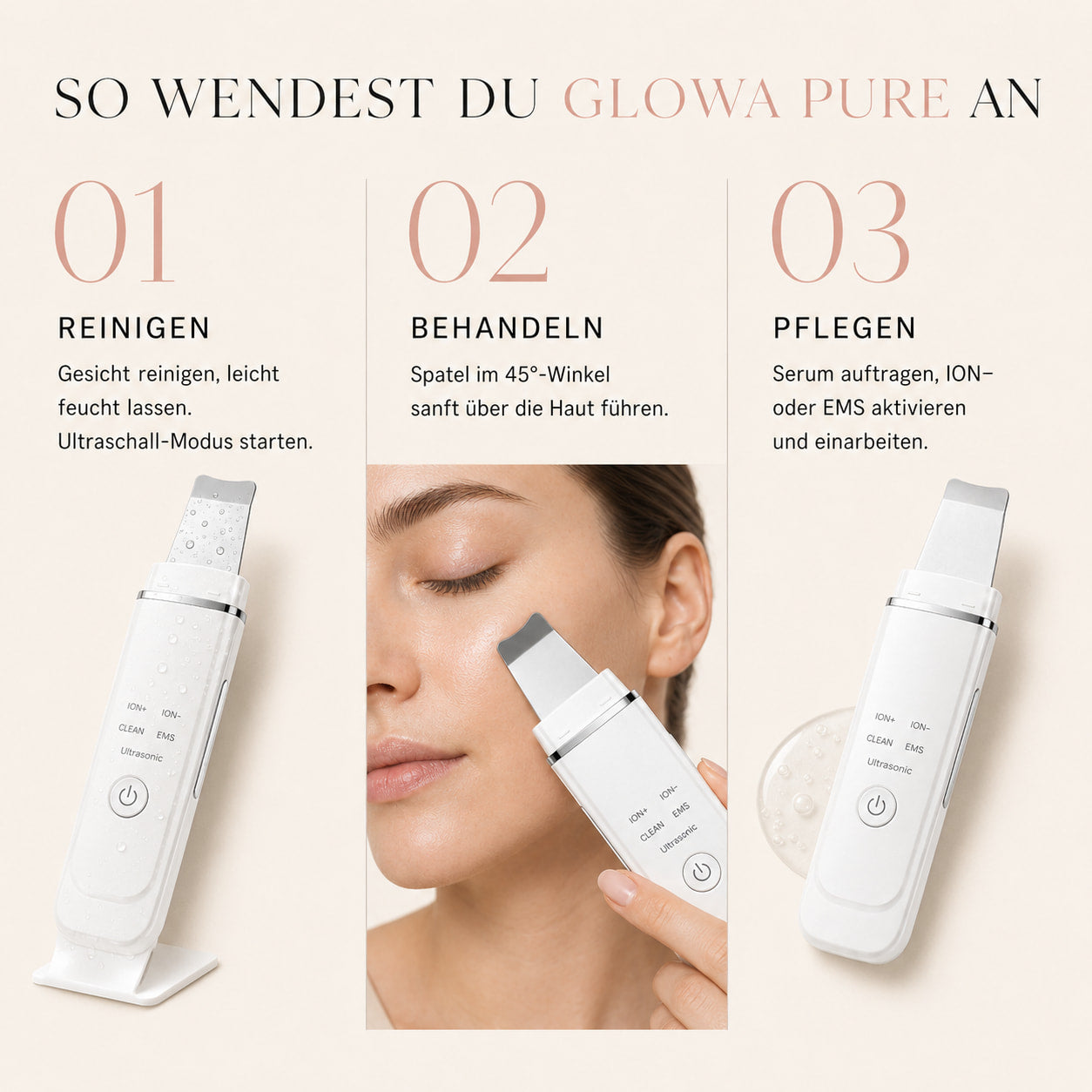 GLOWA Pure – 4-in-1 Ultraschall Gesichtsreiniger