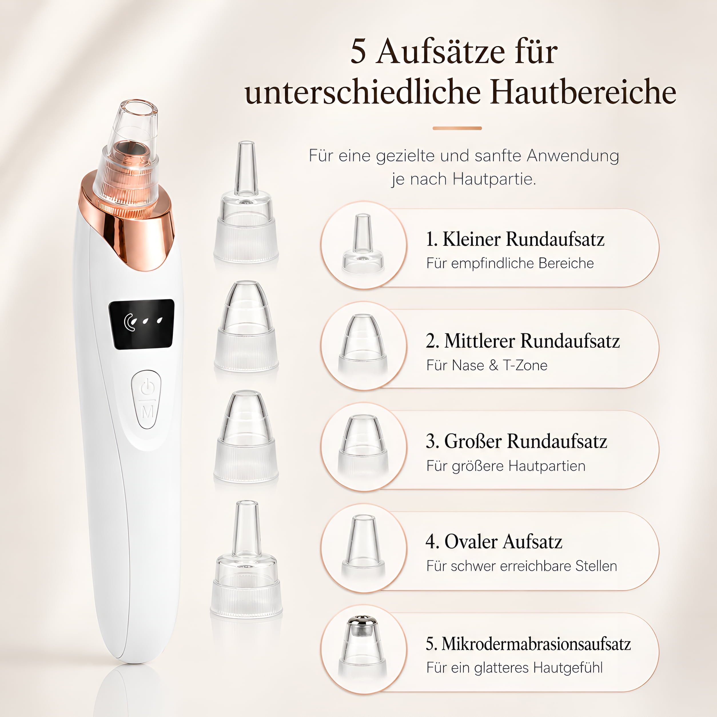 Vakuum Porenreiniger – 5 Aufsätze, 3 Stufen