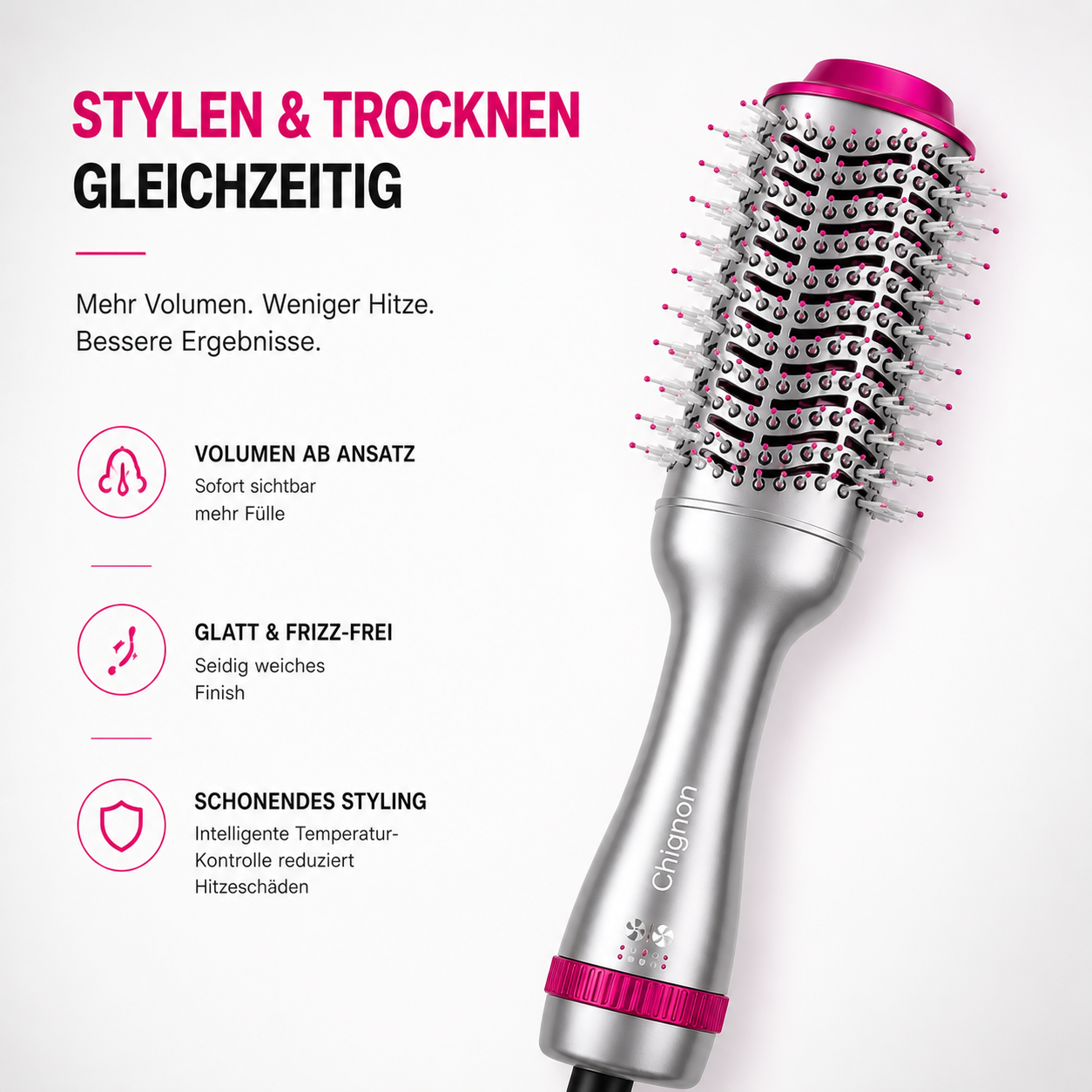 4-in-1 Heißluftbürste – Trocknen & Glätten