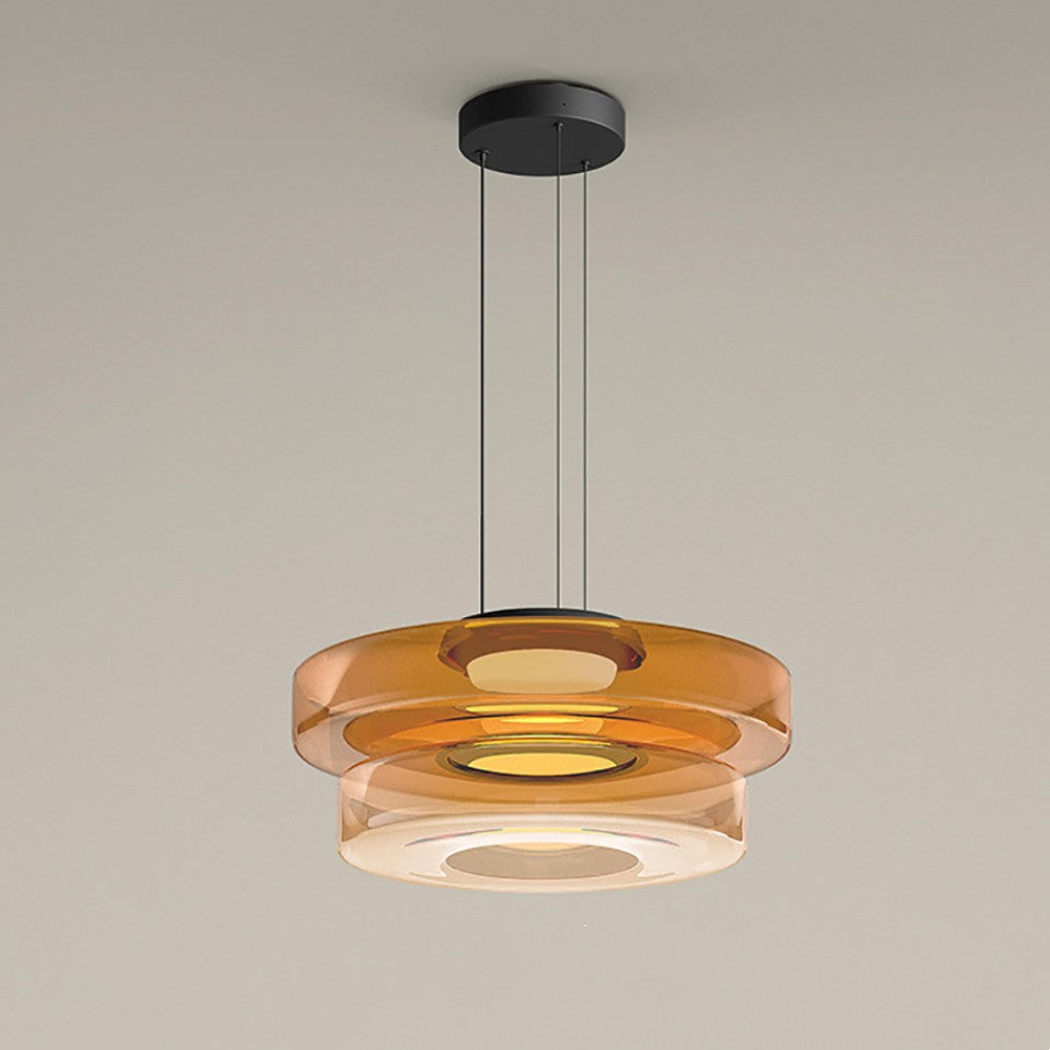 Glas-Pendelleuchte im Bauhaus-Stil – Moderne Hängelampe aus geschichtetem Glas für Küche, Esszimmer & Wohnzimmer, mehrere Größen