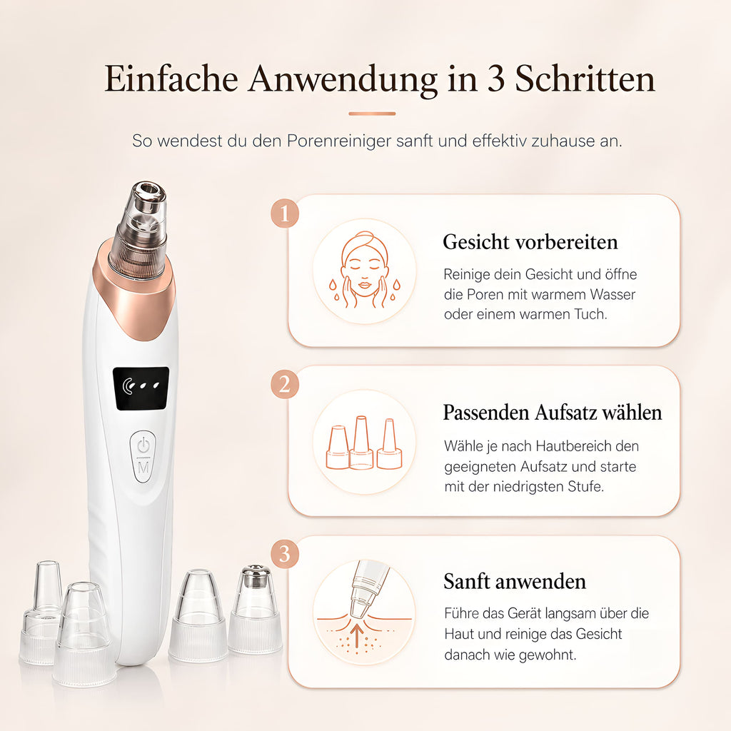 Vakuum Porenreiniger – 5 Aufsätze, 3 Stufen