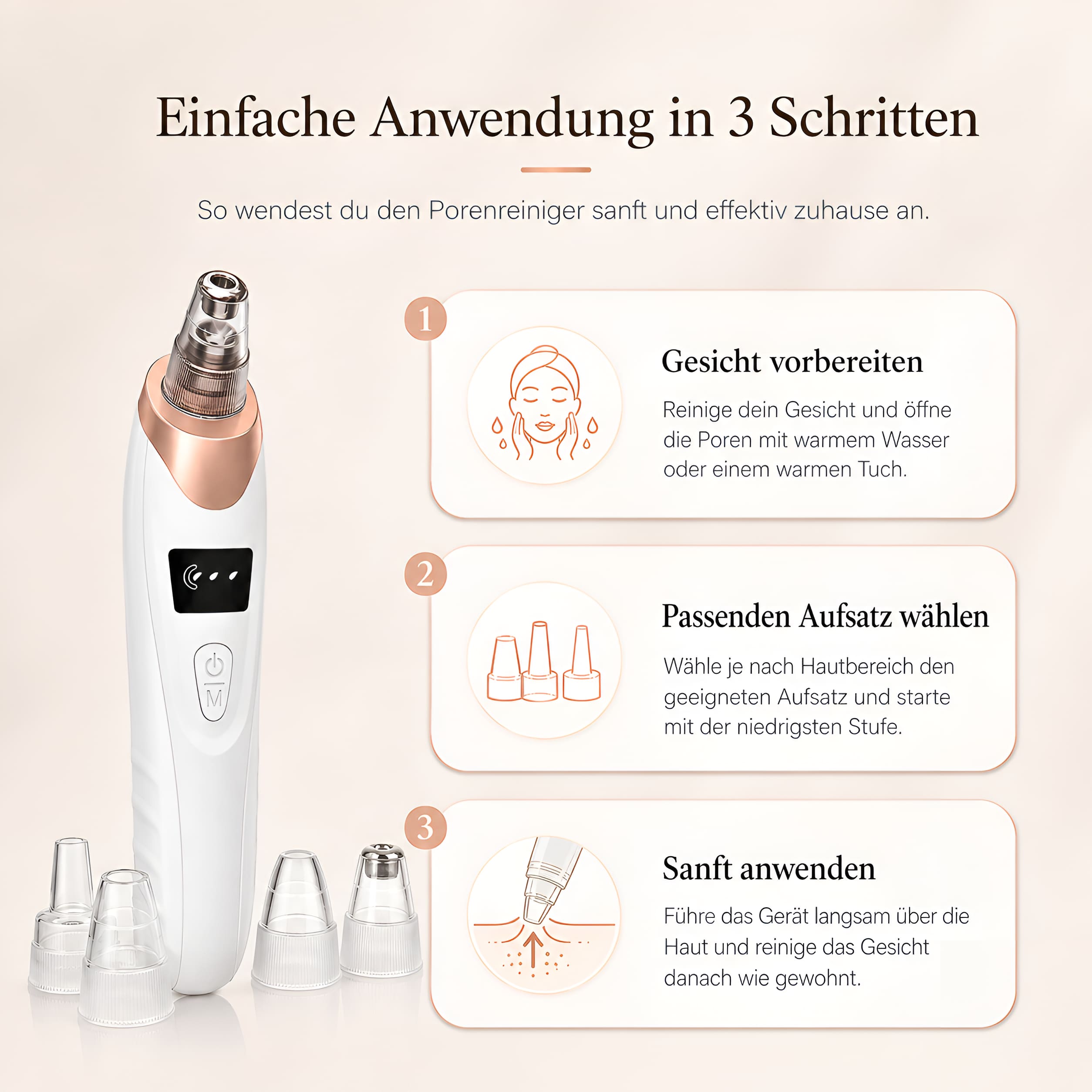 Vakuum Porenreiniger – 5 Aufsätze, 3 Stufen