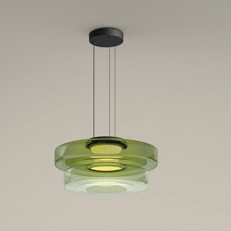 Glas-Pendelleuchte im Bauhaus-Stil – Moderne Hängelampe aus geschichtetem Glas für Küche, Esszimmer & Wohnzimmer, mehrere Größen