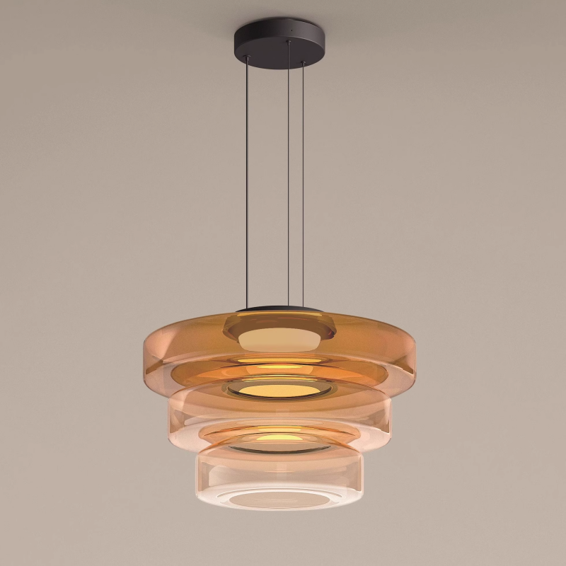 Glas-Pendelleuchte im Bauhaus-Stil – Moderne Hängelampe aus geschichtetem Glas für Küche, Esszimmer & Wohnzimmer, mehrere Größen