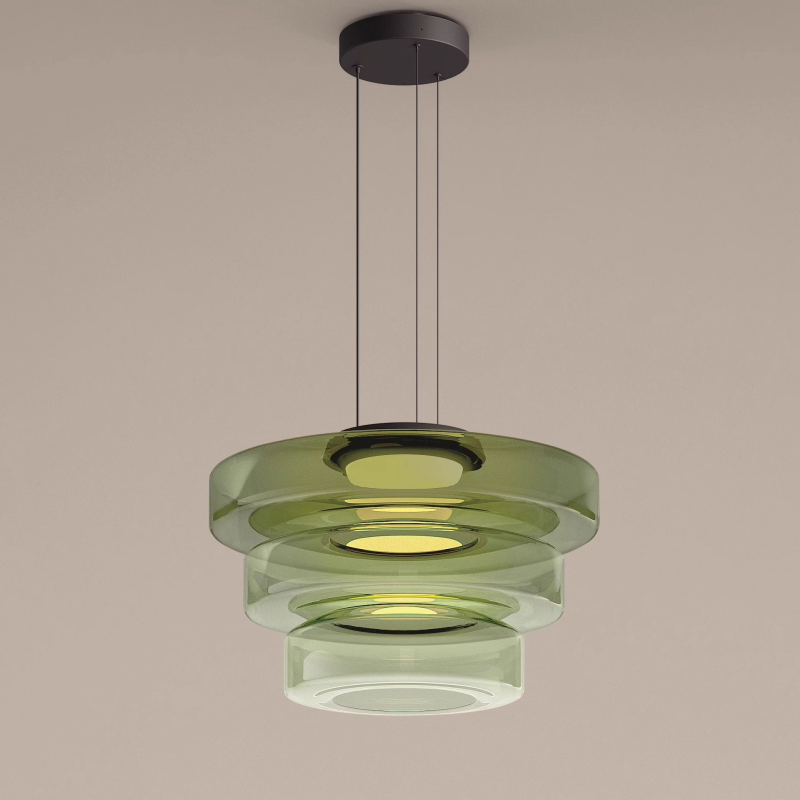 Glas-Pendelleuchte im Bauhaus-Stil – Moderne Hängelampe aus geschichtetem Glas für Küche, Esszimmer & Wohnzimmer, mehrere Größen