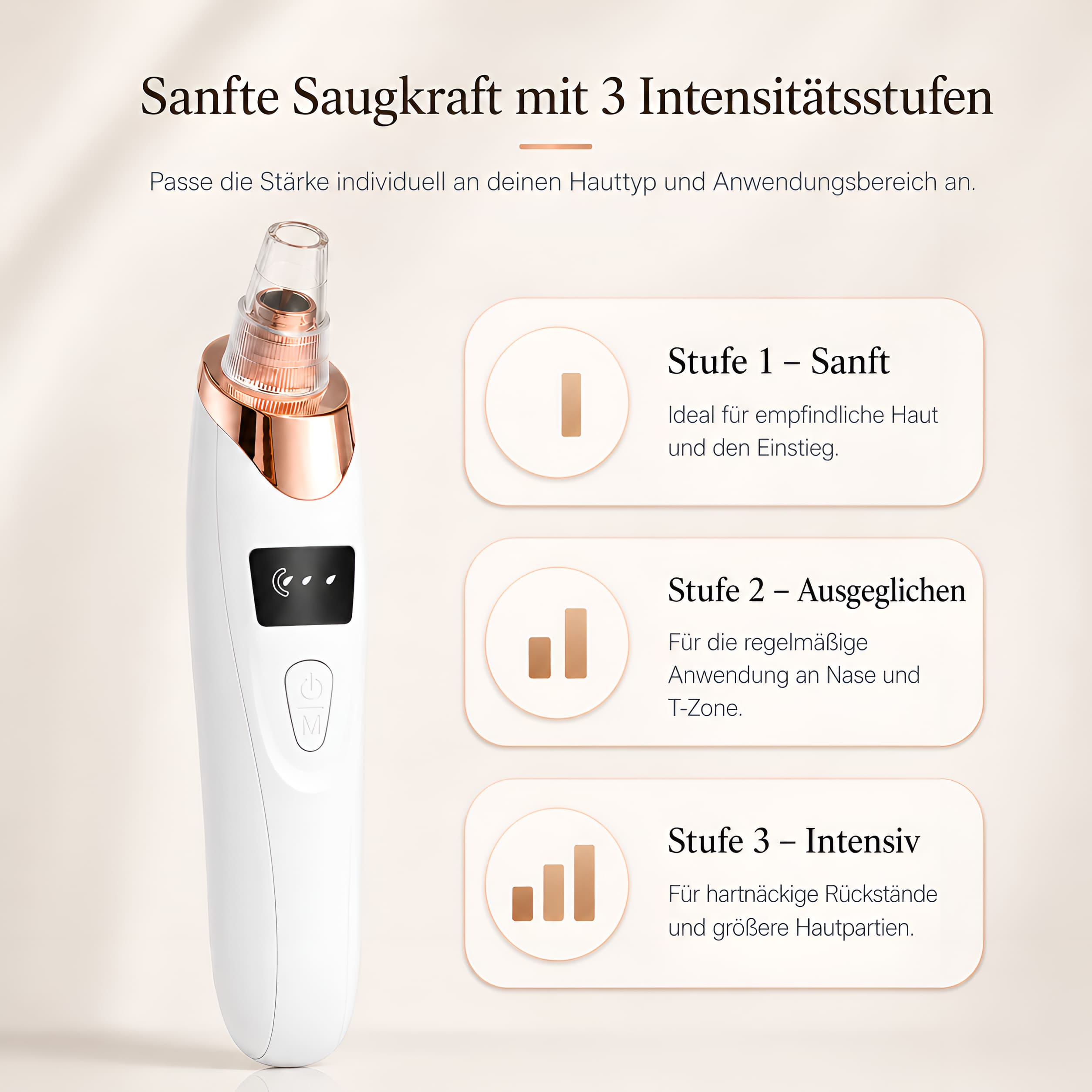 Vakuum Porenreiniger – 5 Aufsätze, 3 Stufen
