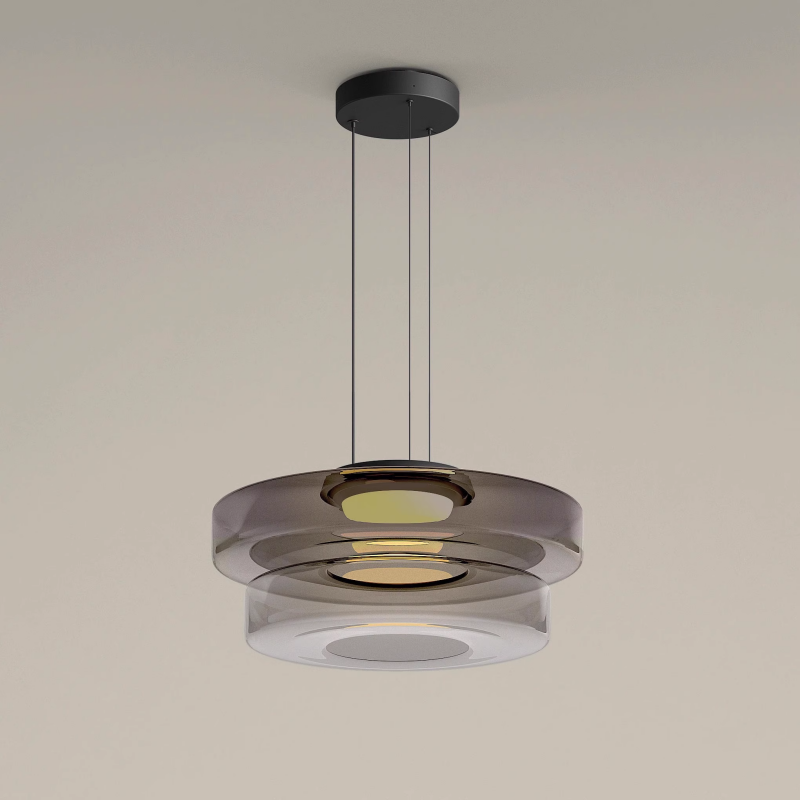 Glas-Pendelleuchte im Bauhaus-Stil – Moderne Hängelampe aus geschichtetem Glas für Küche, Esszimmer & Wohnzimmer, mehrere Größen