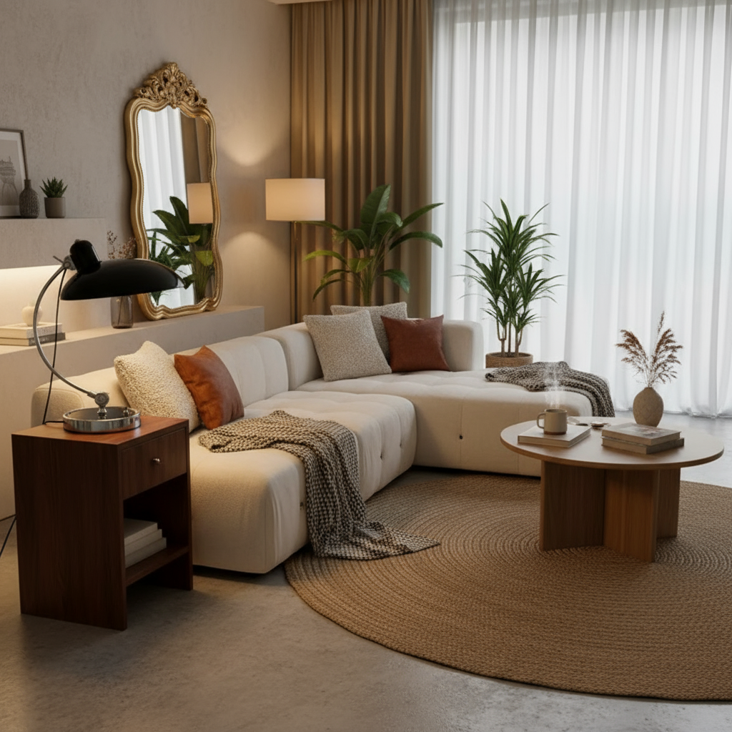 ScandiArc Tischlampe – Bauhaus-inspirierte Design-Tischleuchte mit gebogenem Metallarm in Chrom für Schreibtisch, Nachttisch & Wohnzimmer