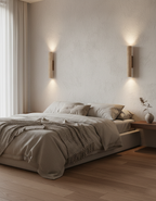 Travertin-Wandleuchte Walnussfuß beige – moderne Wandlampe für Bad, Flur & Wohnzimmer