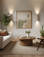 Travertin-Wandleuchte Walnussfuß beige – moderne Wandlampe für Bad, Flur & Wohnzimmer