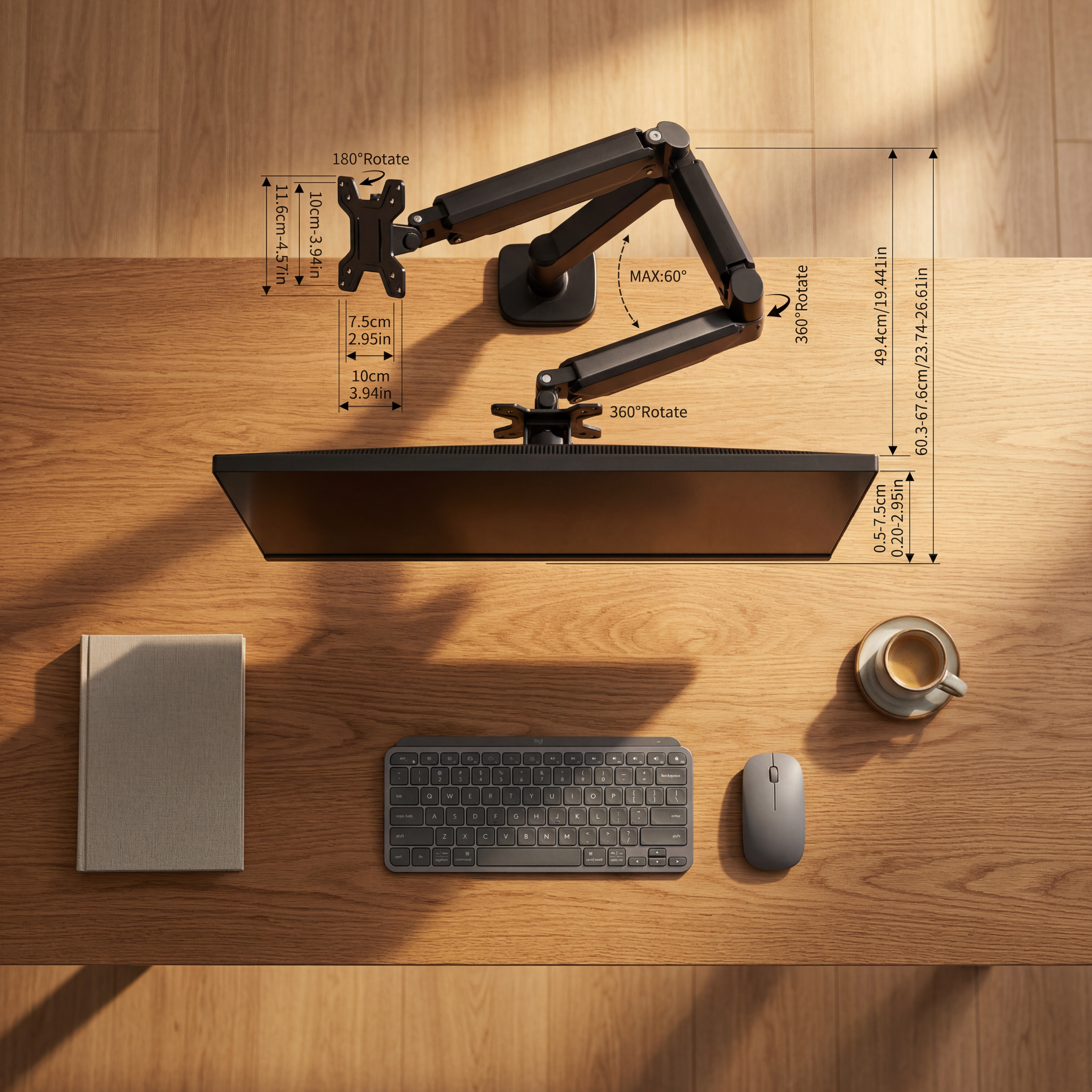 Monitor-Arm Schreibtisch – Ergonomischer Einzelmonitor 
Halterung verstellbar | Homeoffice Büro VESA 75x75 100x100