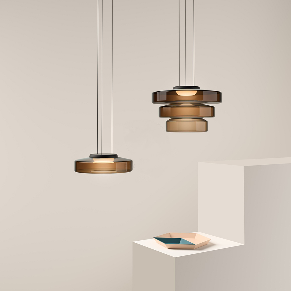 Glas-Pendelleuchte im Bauhaus-Stil – Moderne Hängelampe aus geschichtetem Glas für Küche, Esszimmer & Wohnzimmer, mehrere Größen
