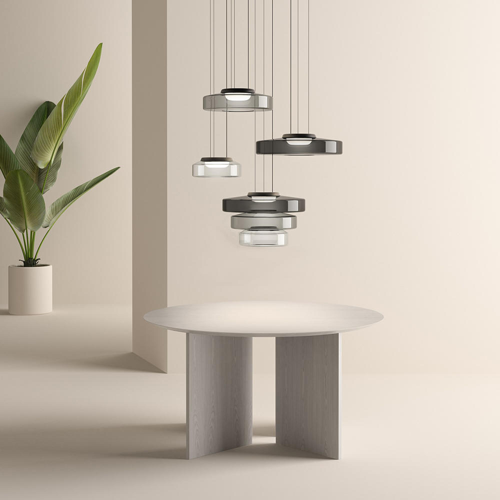 Glas-Pendelleuchte im Bauhaus-Stil – Moderne Hängelampe aus geschichtetem Glas für Küche, Esszimmer & Wohnzimmer, mehrere Größen
