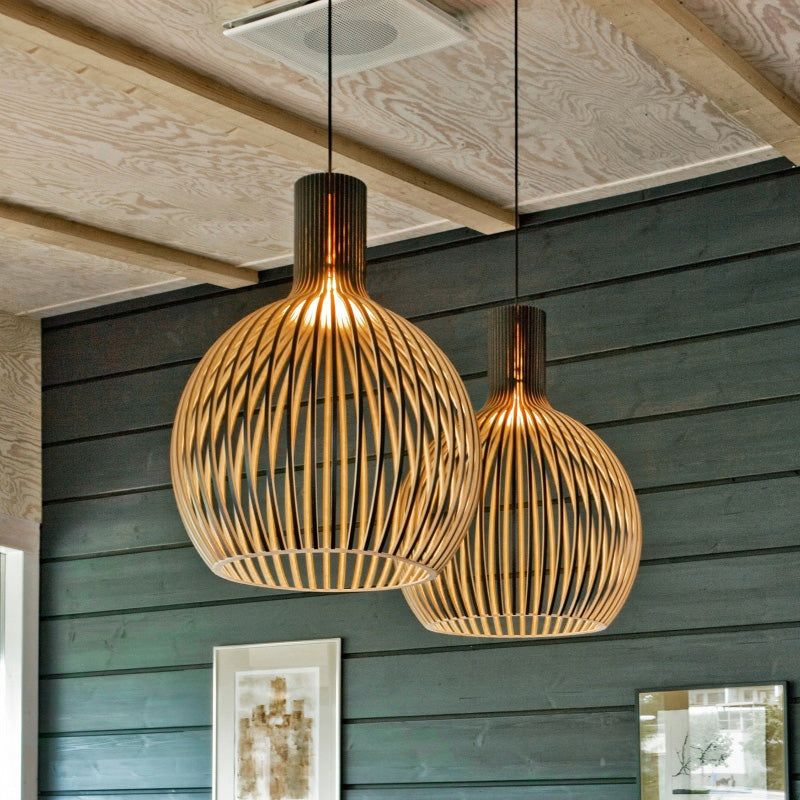 Handgefertigte Holz-Hängeleuchte – Natürliche Skandinavische Pendelleuchte aus Massivholz für Esszimmer, Küche & Wohnzimmer, höhenverstellbar
