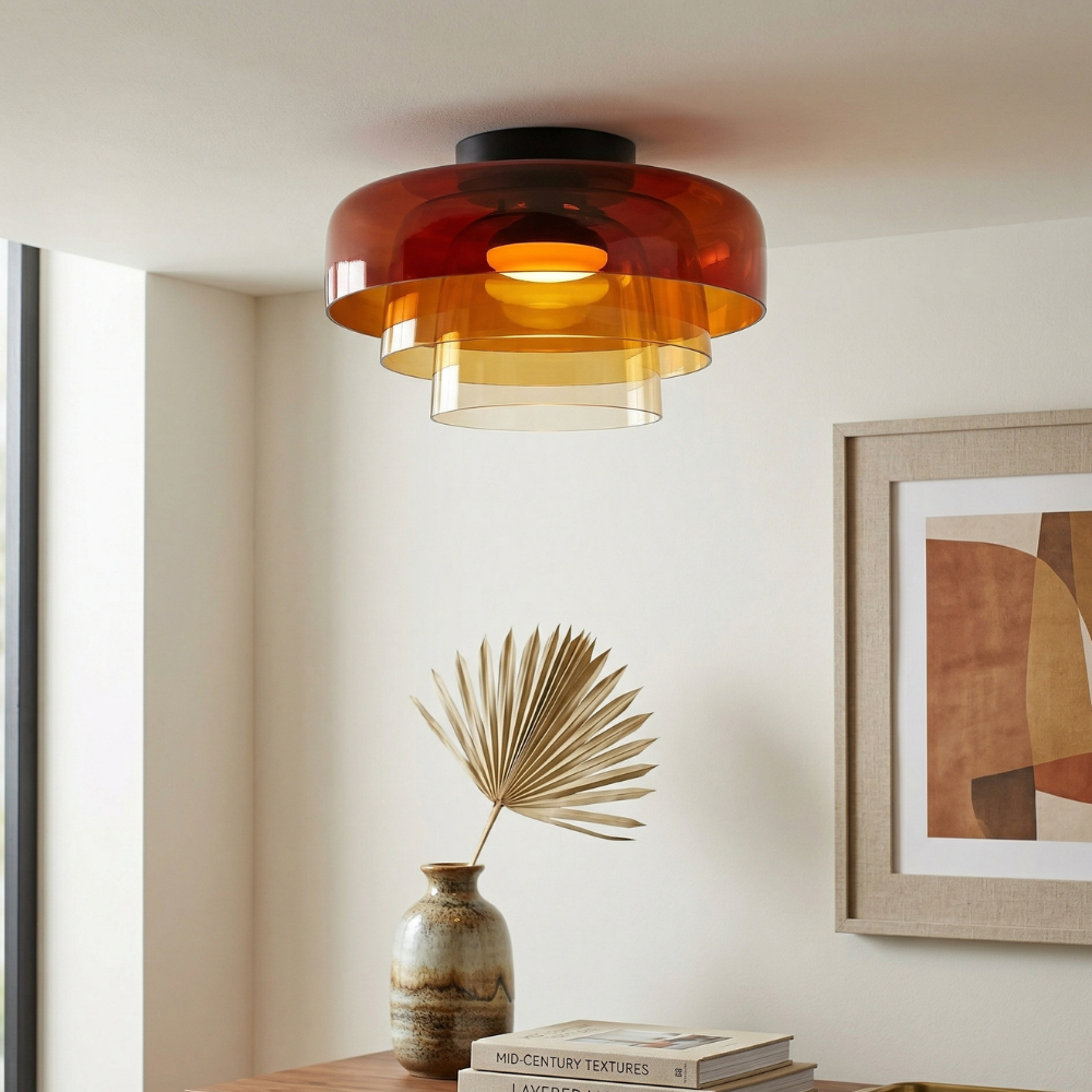 Deckenleuchte aus Rauchglas mit integriertem LED, dimmbar, im minimalistischen Stil