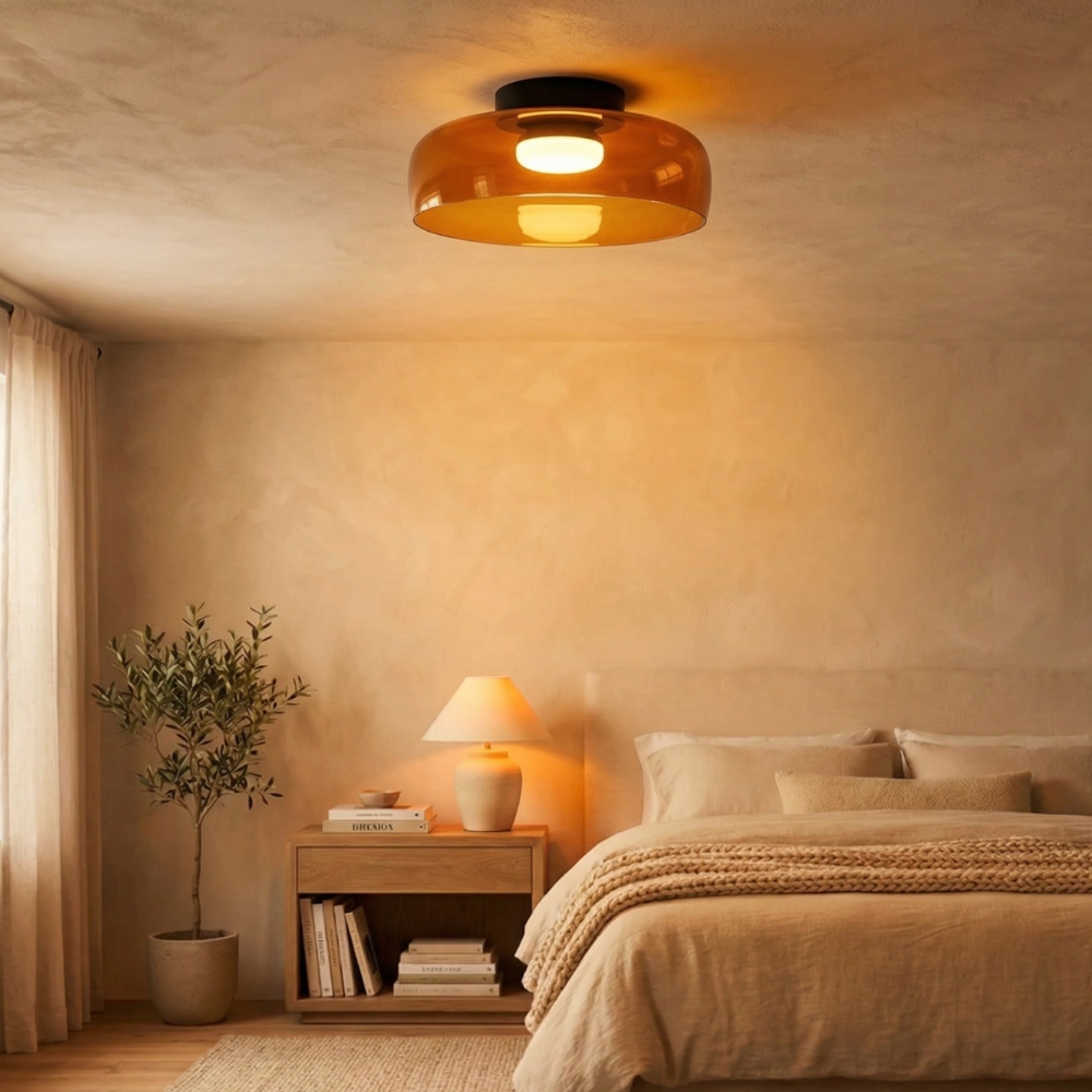 Deckenleuchte aus Rauchglas mit integriertem LED, dimmbar, im minimalistischen Stil