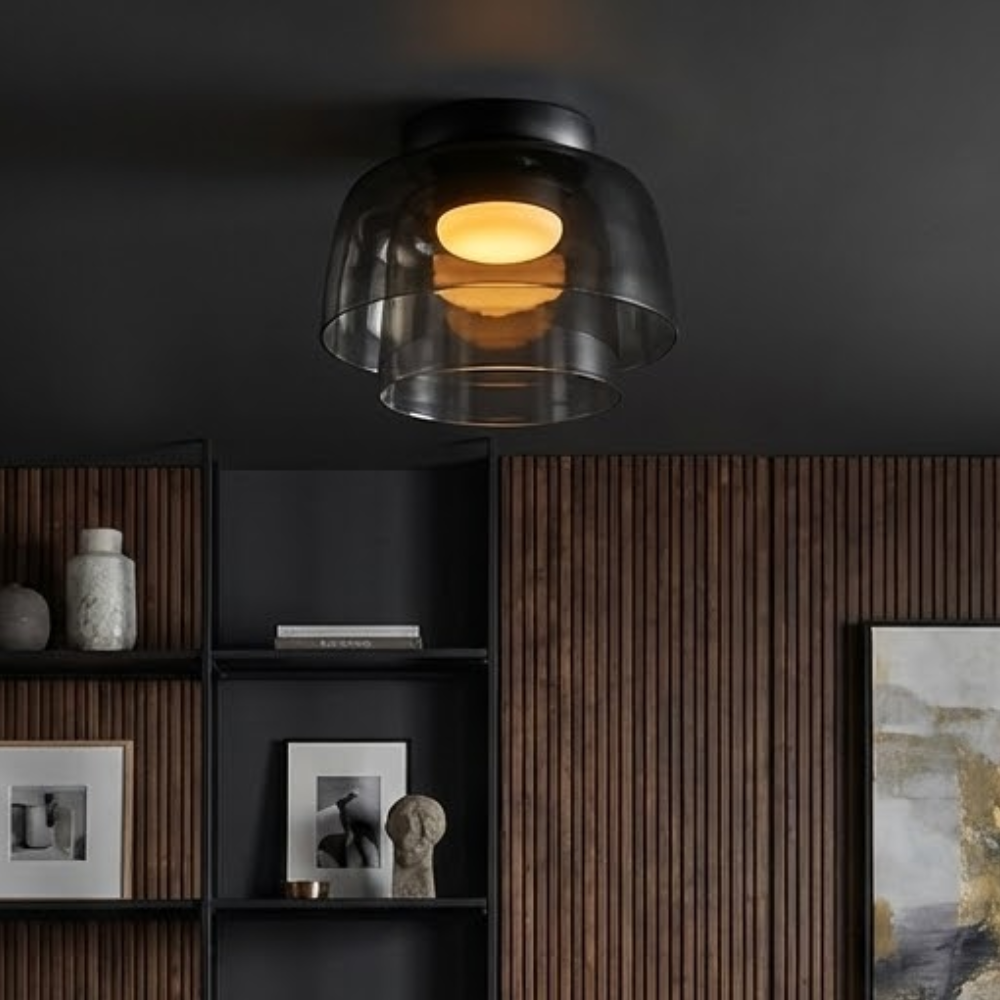 Deckenleuchte aus Rauchglas mit integriertem LED, dimmbar, im minimalistischen Stil