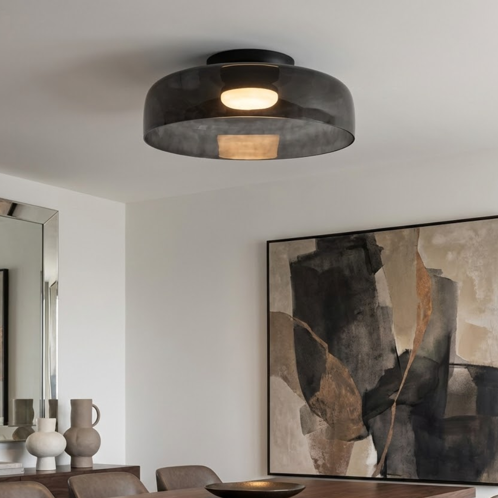 Deckenleuchte aus Rauchglas mit integriertem LED, dimmbar, im minimalistischen Stil