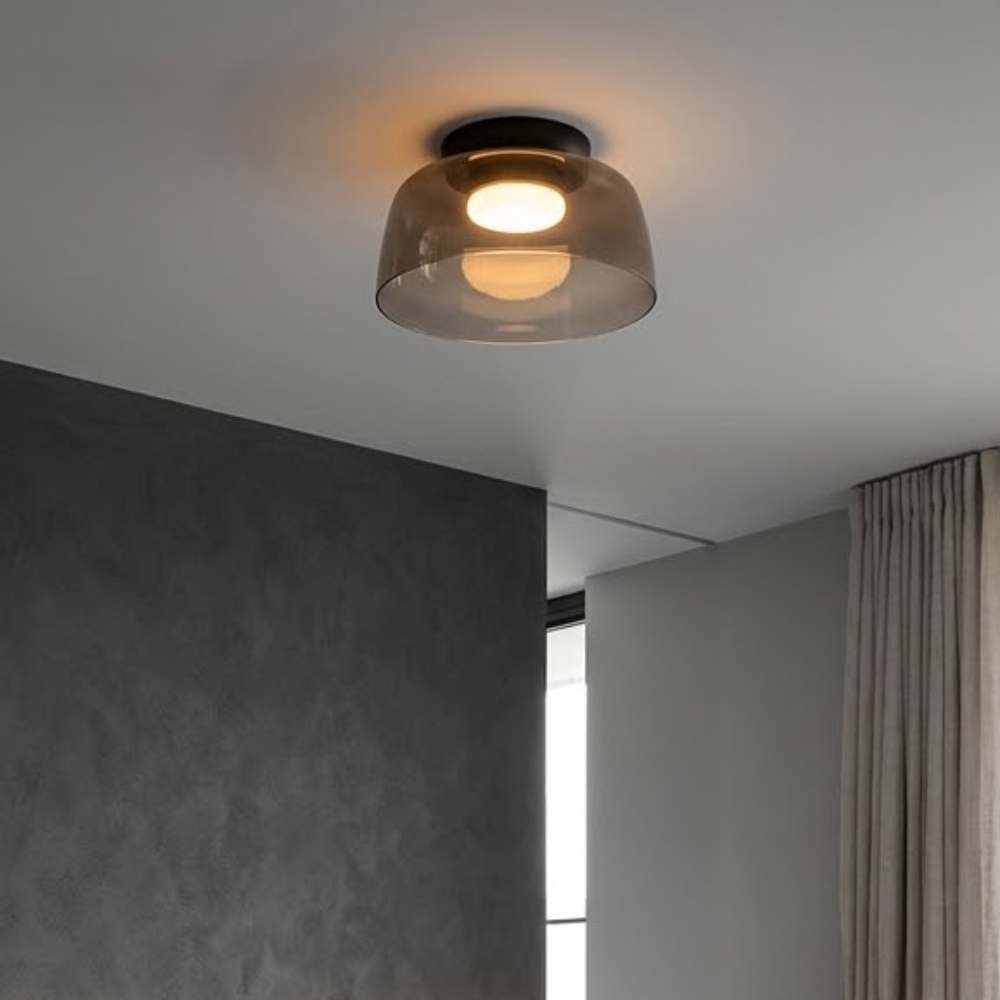 Deckenleuchte aus Rauchglas mit integriertem LED, dimmbar, im minimalistischen Stil