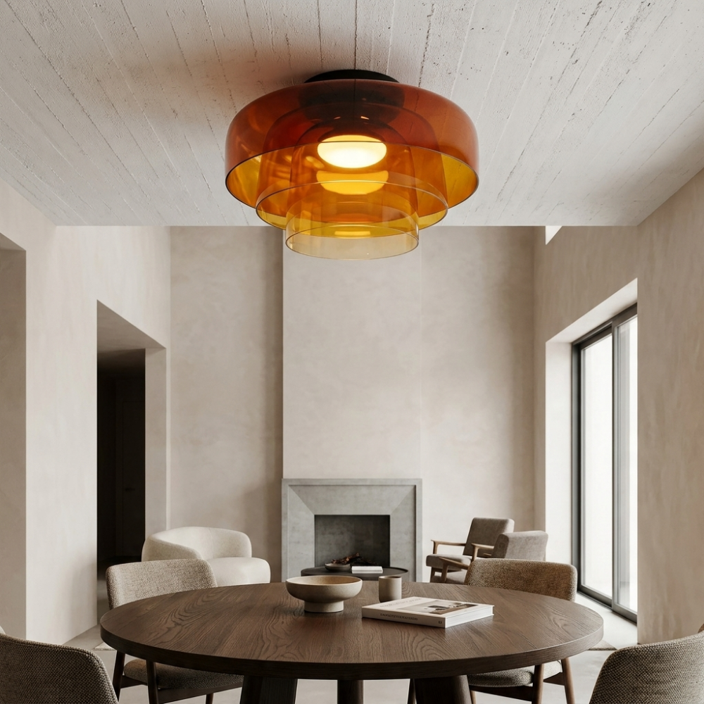 Deckenleuchte aus Rauchglas mit integriertem LED, dimmbar, im minimalistischen Stil