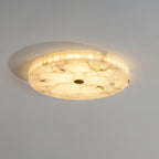 Alabaster-Deckenleuchte Weiß & Gold – elegante Deckenlampe fürs Wohnzimmer, Esszimmer & Flur