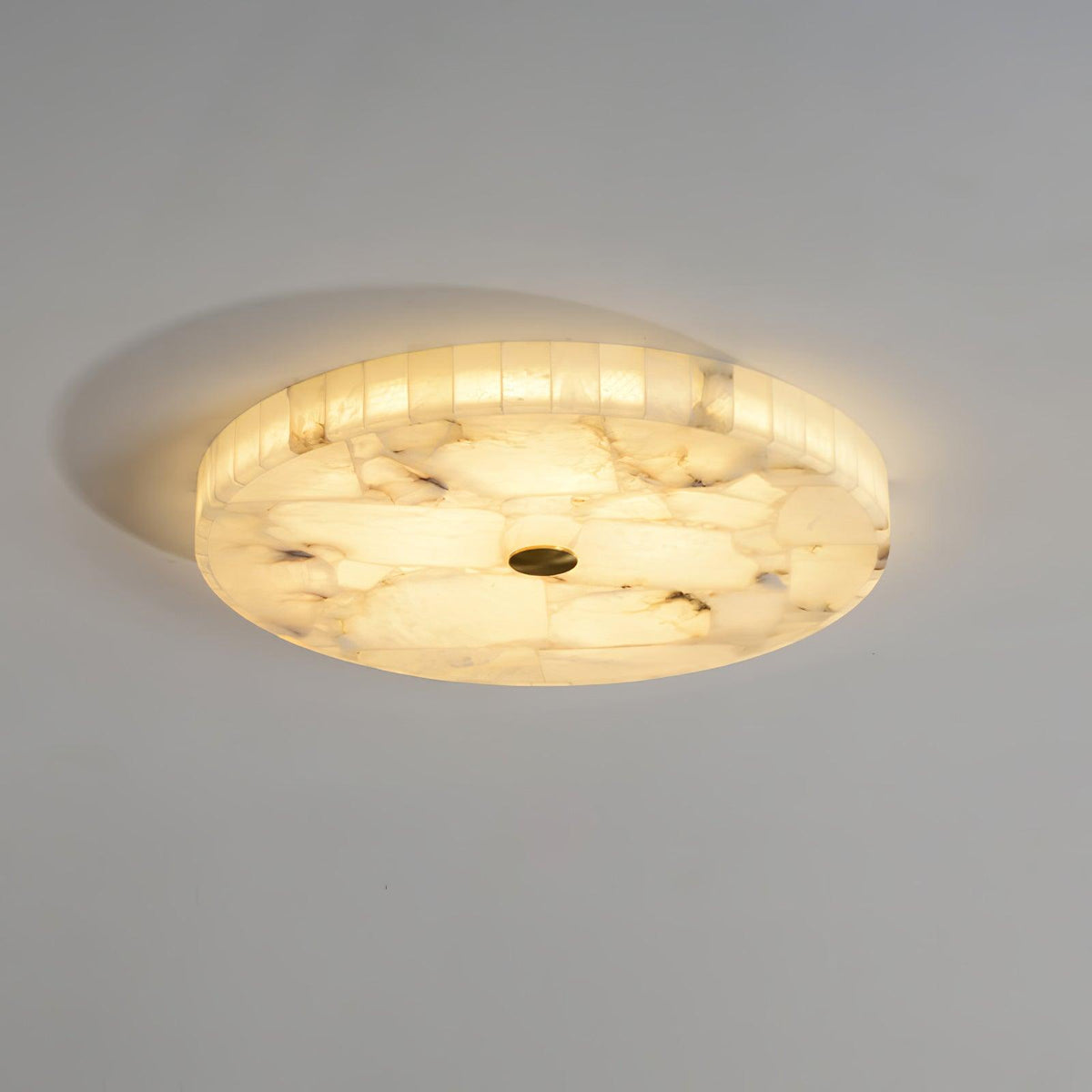 Alabaster-Deckenleuchte Weiß & Gold – elegante Deckenlampe fürs Wohnzimmer, Esszimmer & Flur
