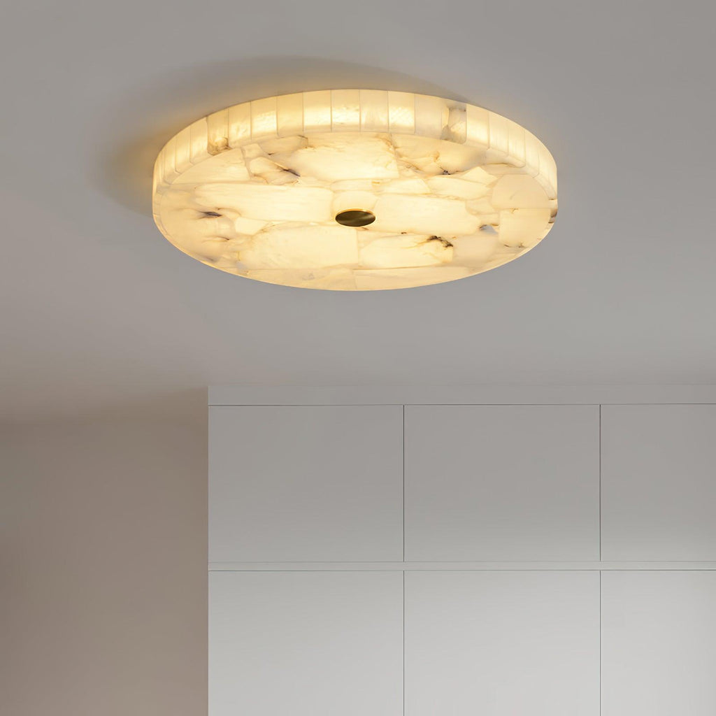 Alabaster-Deckenleuchte Weiß & Gold – elegante Deckenlampe fürs Wohnzimmer, Esszimmer & Flur
