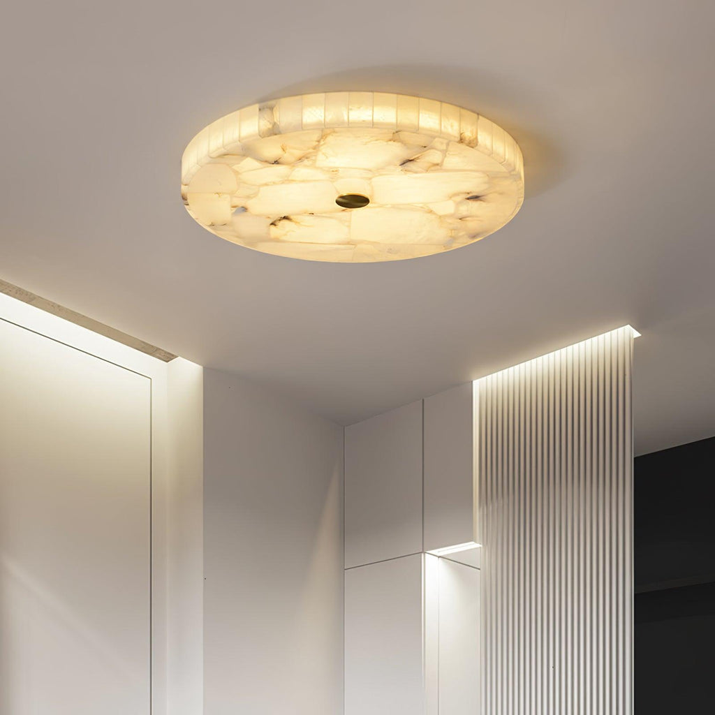Alabaster-Deckenleuchte Weiß & Gold – elegante Deckenlampe fürs Wohnzimmer, Esszimmer & Flur