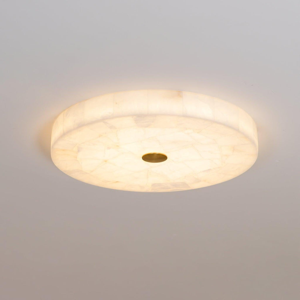 Alabaster-Deckenleuchte Weiß & Gold – elegante Deckenlampe fürs Wohnzimmer, Esszimmer & Flur