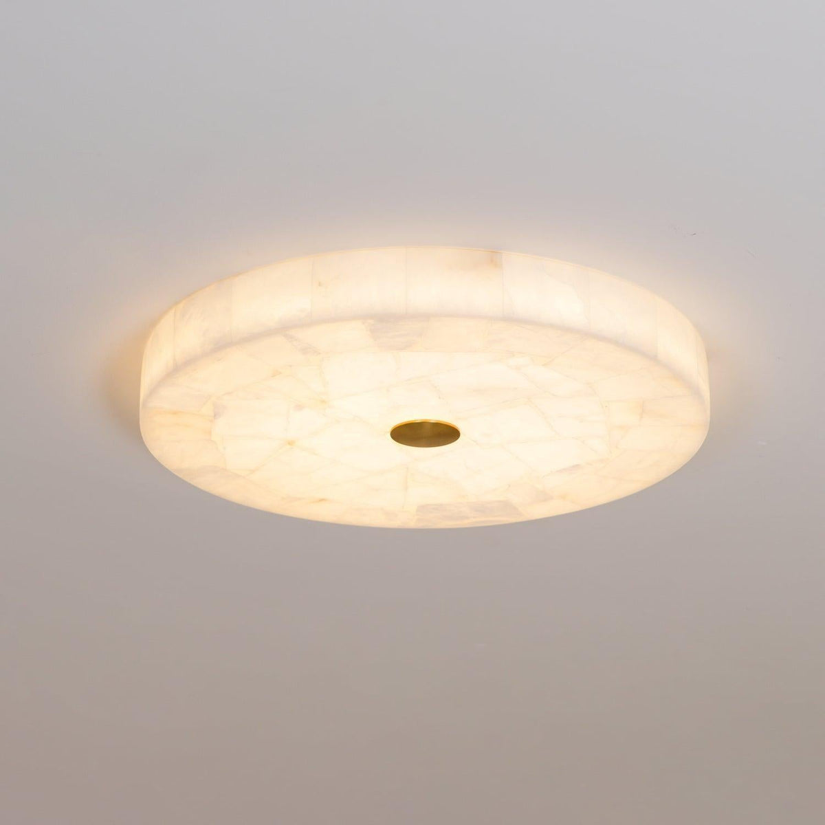 Alabaster-Deckenleuchte Weiß & Gold – elegante Deckenlampe fürs Wohnzimmer, Esszimmer & Flur