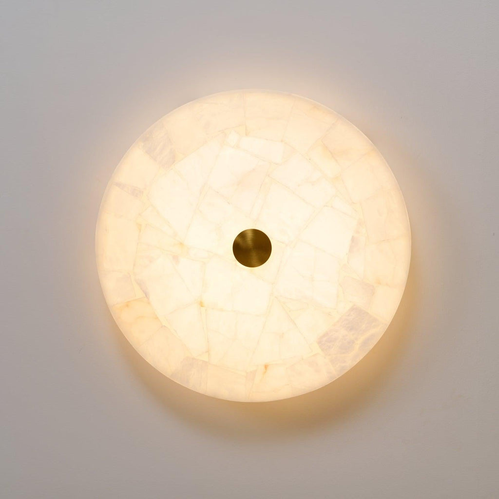 Alabaster-Deckenleuchte Weiß & Gold – elegante Deckenlampe fürs Wohnzimmer, Esszimmer & Flur
