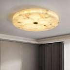 Alabaster-Deckenleuchte Weiß & Gold – elegante Deckenlampe fürs Wohnzimmer, Esszimmer & Flur