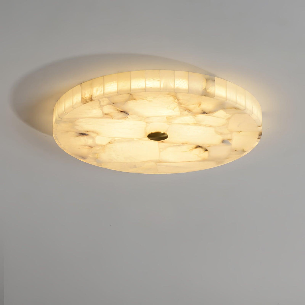 Alabaster-Deckenleuchte Weiß & Gold – elegante Deckenlampe fürs Wohnzimmer, Esszimmer & Flur