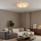 Alabaster-Deckenleuchte Weiß & Gold – elegante Deckenlampe fürs Wohnzimmer, Esszimmer & Flur