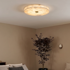 Alabaster-Deckenleuchte Weiß & Gold – elegante Deckenlampe fürs Wohnzimmer, Esszimmer & Flur