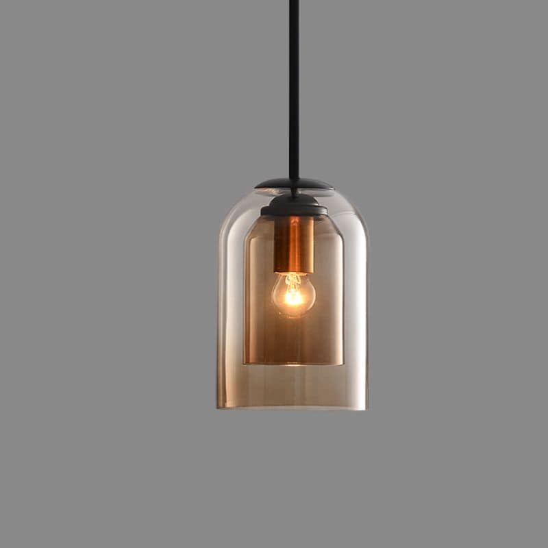 Glas-Pendelleuchte Nordisches Design – Moderne Hängeleuchte aus Farbglas mit Eisenbeschlägen für Küche, Esszimmer & Wohnzimmer, höhenverstellbar