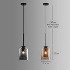 Glas-Pendelleuchte Nordisches Design – Moderne Hängeleuchte aus Farbglas mit Eisenbeschlägen für Küche, Esszimmer & Wohnzimmer, höhenverstellbar