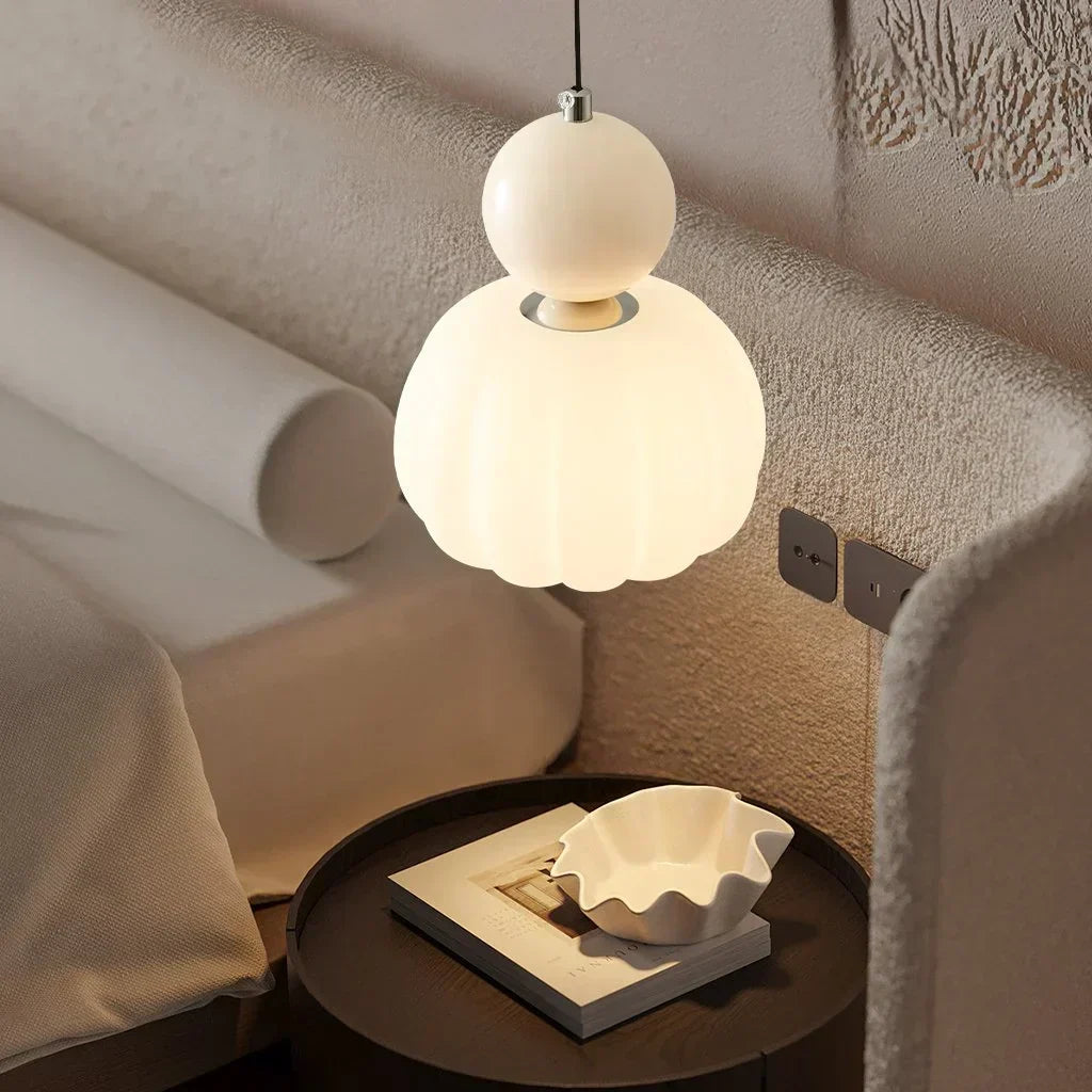 Nordische Kürbis-Hängeleuchte – Moderne LED-Pendelleuchte aus Glas mit 1 oder 3 Köpfen für Schlafzimmer, Esszimmer & Wohnzimmer, höhenverstellbar