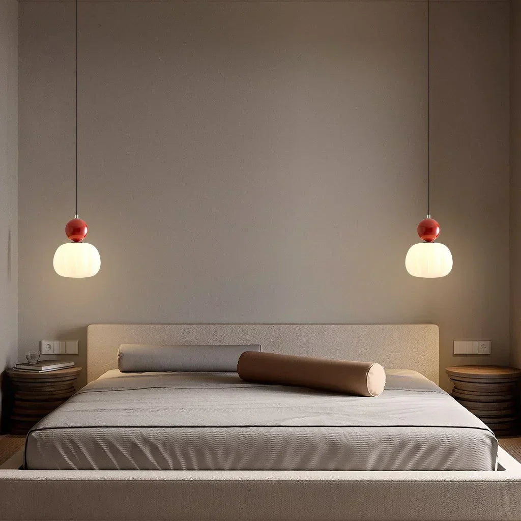 Nordische Kürbis-Hängeleuchte – Moderne LED-Pendelleuchte aus Glas mit 1 oder 3 Köpfen für Schlafzimmer, Esszimmer & Wohnzimmer, höhenverstellbar
