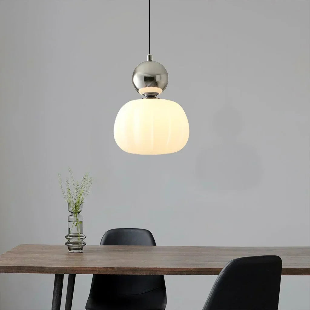 Nordische Kürbis-Hängeleuchte – Moderne LED-Pendelleuchte aus Glas mit 1 oder 3 Köpfen für Schlafzimmer, Esszimmer & Wohnzimmer, höhenverstellbar