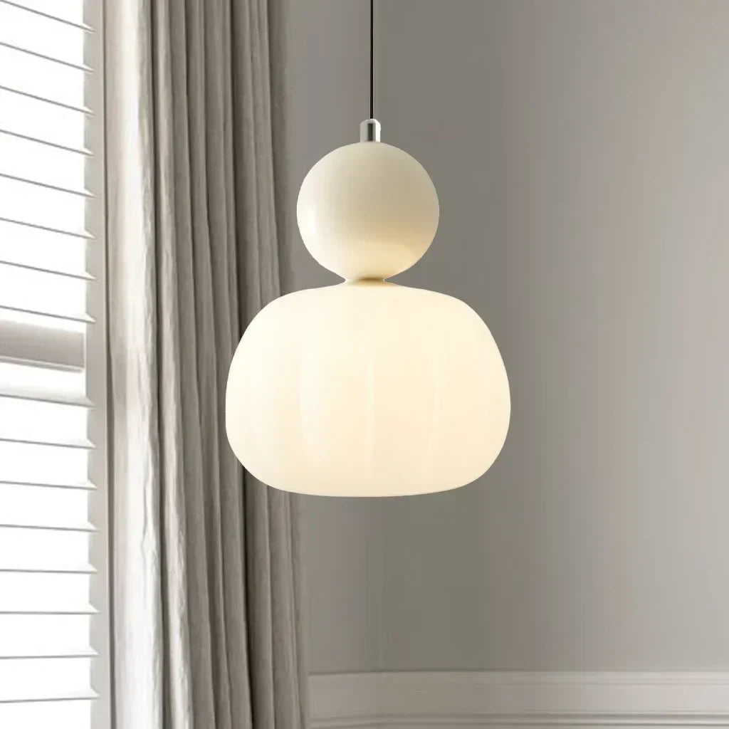 Nordische Kürbis-Hängeleuchte – Moderne LED-Pendelleuchte aus Glas mit 1 oder 3 Köpfen für Schlafzimmer, Esszimmer & Wohnzimmer, höhenverstellbar