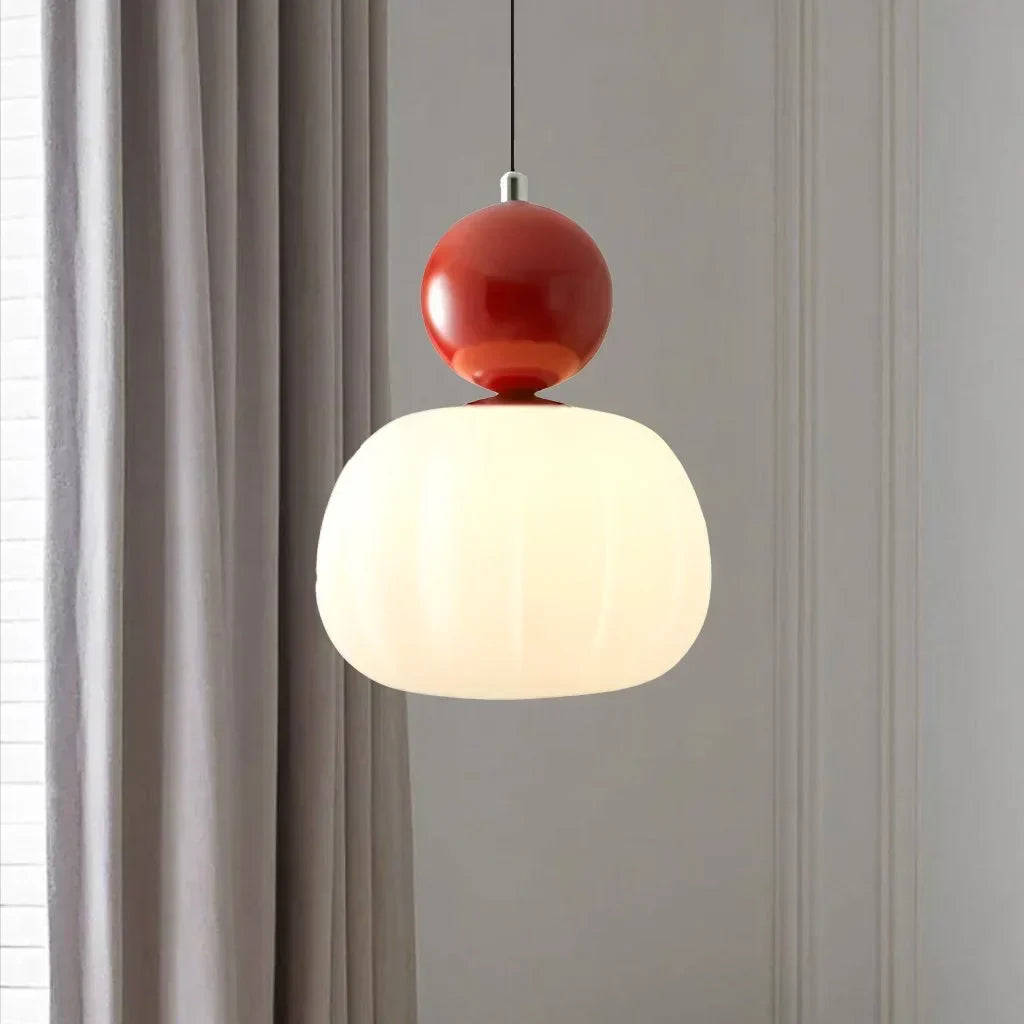 Nordische Kürbis-Hängeleuchte – Moderne LED-Pendelleuchte aus Glas mit 1 oder 3 Köpfen für Schlafzimmer, Esszimmer & Wohnzimmer, höhenverstellbar