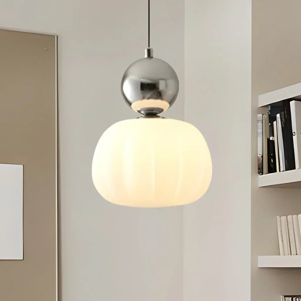 Nordische Kürbis-Hängeleuchte – Moderne LED-Pendelleuchte aus Glas mit 1 oder 3 Köpfen für Schlafzimmer, Esszimmer & Wohnzimmer, höhenverstellbar