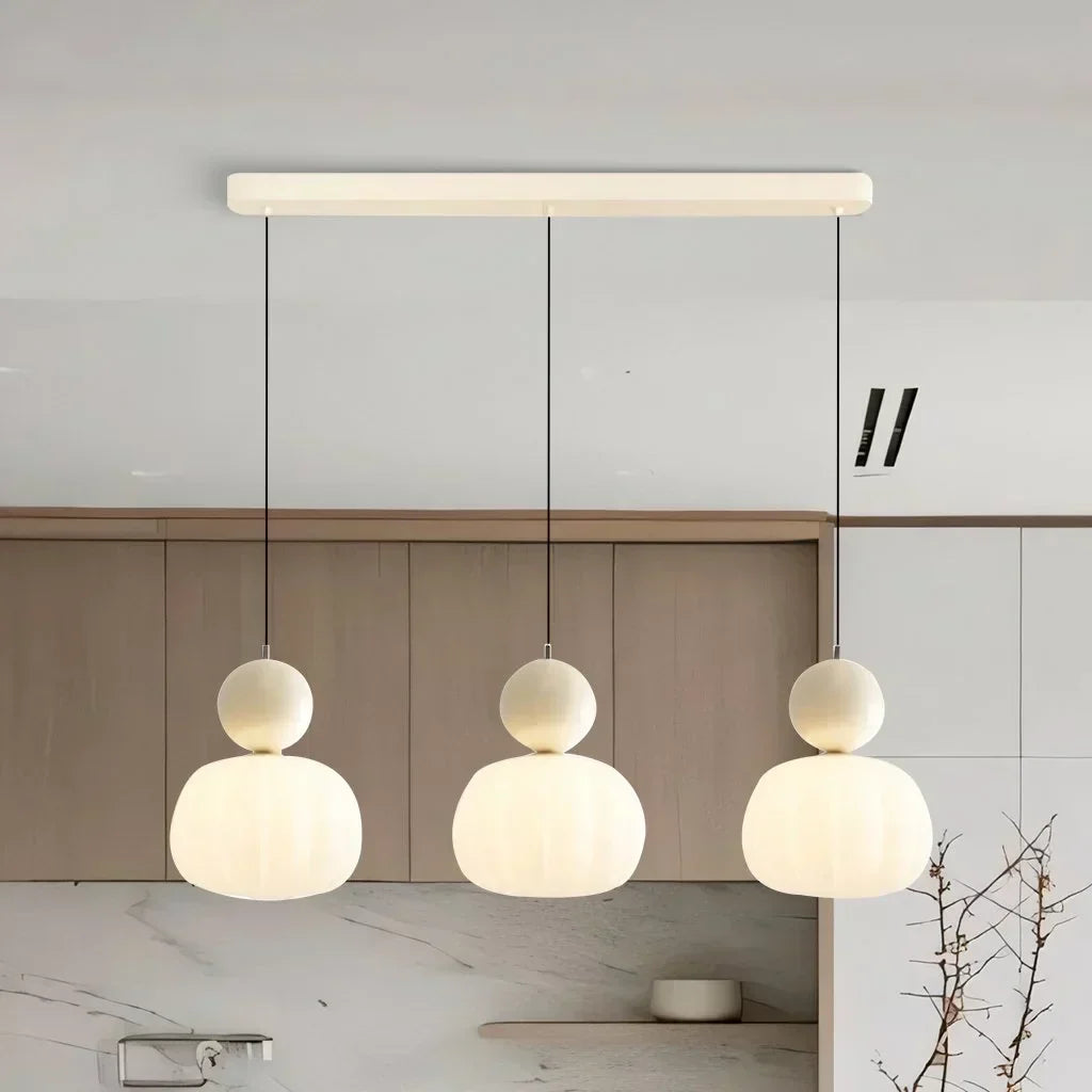Nordische Kürbis-Hängeleuchte – Moderne LED-Pendelleuchte aus Glas mit 1 oder 3 Köpfen für Schlafzimmer, Esszimmer & Wohnzimmer, höhenverstellbar