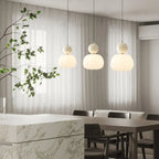 Nordische Kürbis-Hängeleuchte – Moderne LED-Pendelleuchte aus Glas mit 1 oder 3 Köpfen für Schlafzimmer, Esszimmer & Wohnzimmer, höhenverstellbar