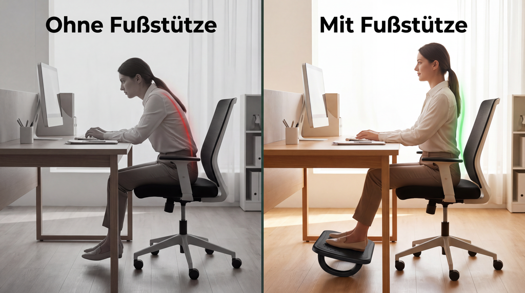 Schaukel-Fußstütze ergonomisch – Aktive Entlastung für  Rücken, Beine & Füße | Fußablage Homeoffice Büro