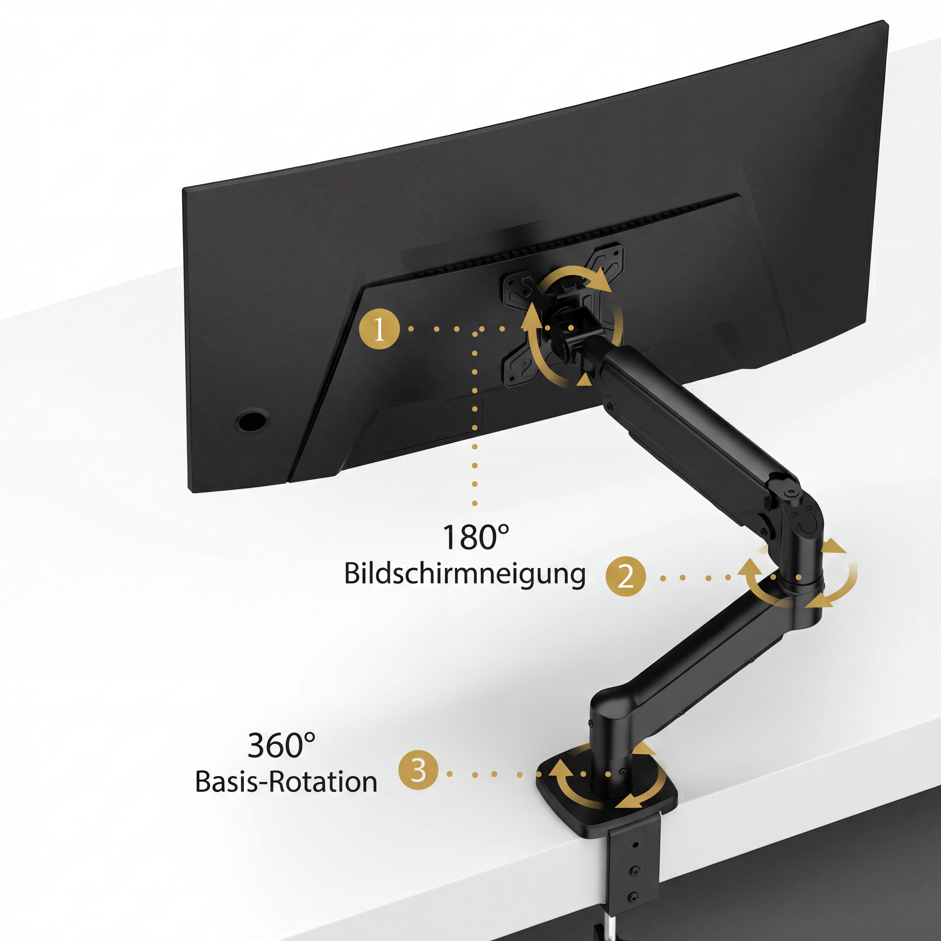 Monitor-Arm Schreibtisch – Ergonomischer Einzelmonitor 
Halterung verstellbar | Homeoffice Büro VESA 75x75 100x100