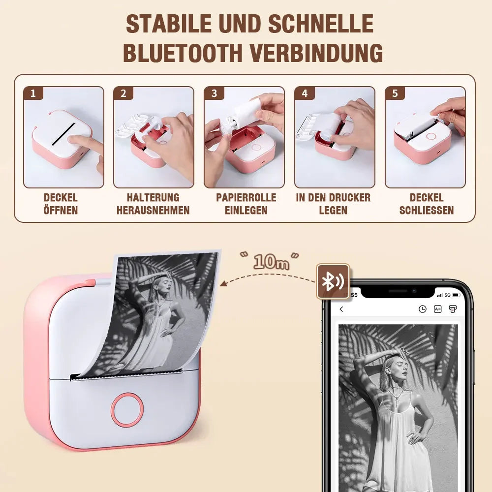 Mini Drucker Tragbar – Bluetooth Sofortdruck